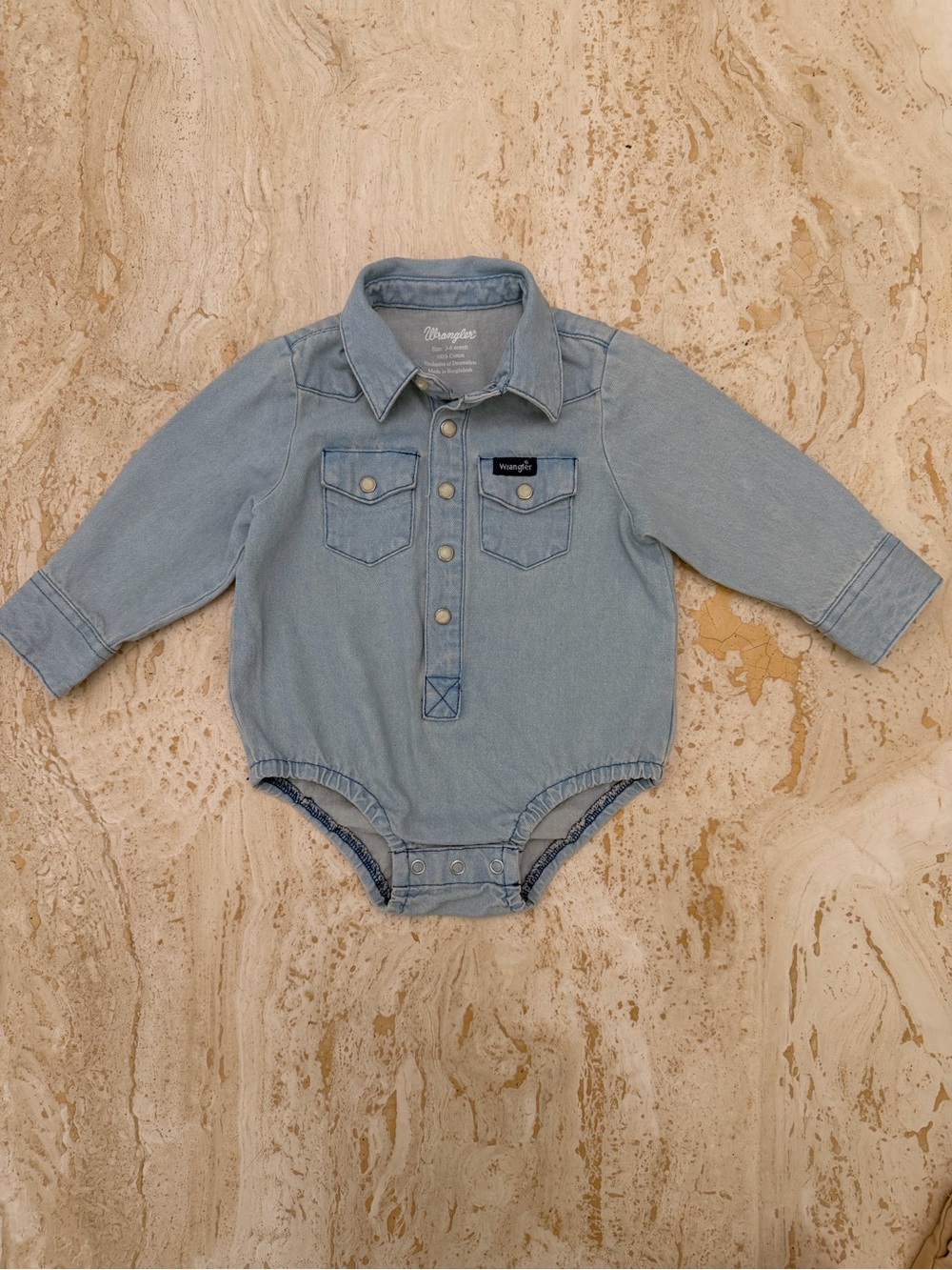 Wrangler Light Blue Denim Baby One-Piece Sz 3-6 Months